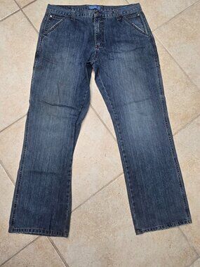 Plugg Jeans Co Vintage Baggy Cargo Denim Pants 36x32 Y2K Skater Grunge Carpenter